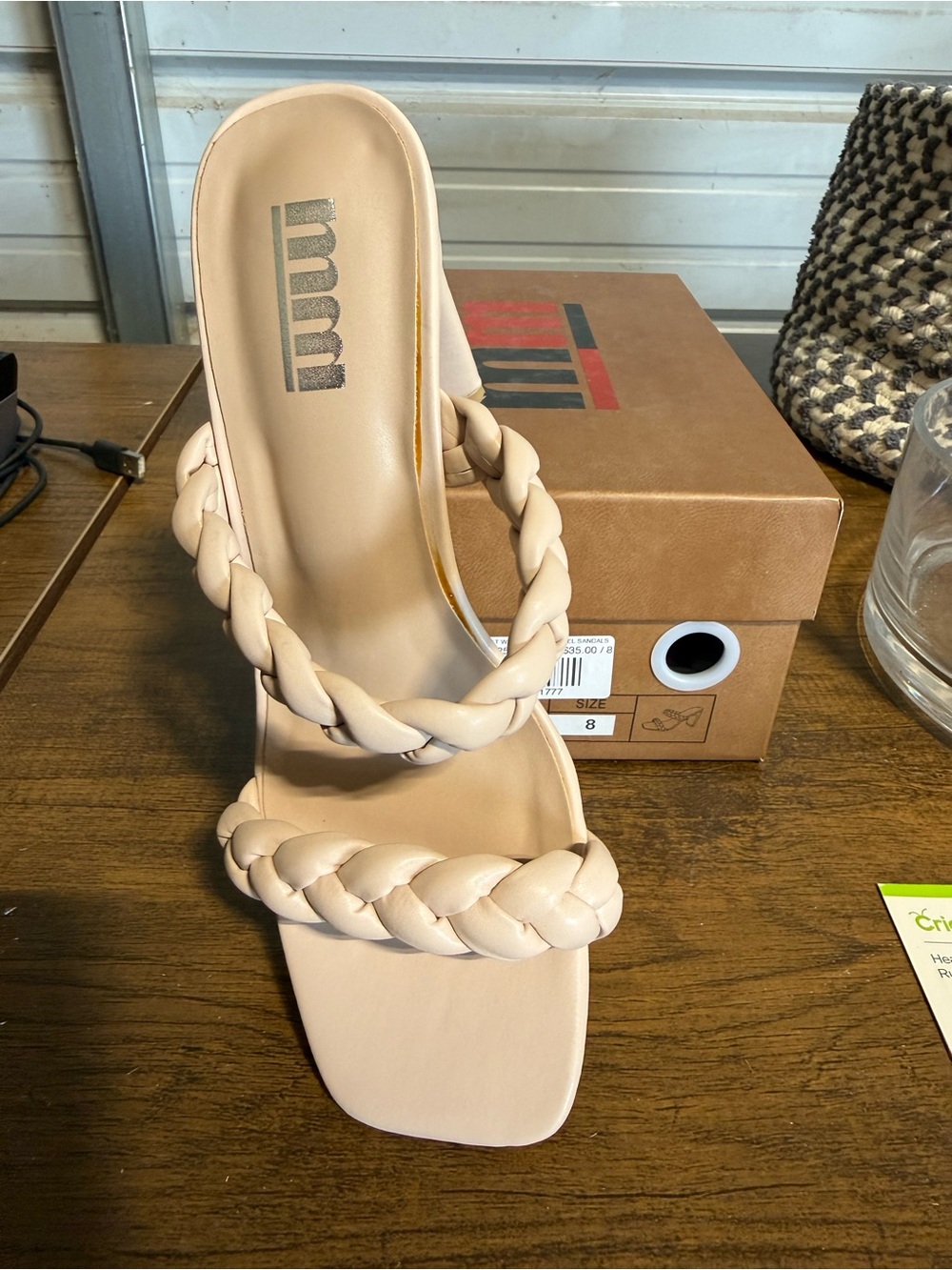 Braided Strap Women's Slide Sandal in Nude